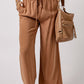 Drawstring Smocked Waist Wide Leg Pants