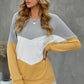 Color Block Chevron Waffle Pullover Sweatshirt