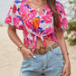 Floral V-Neck Flutter Sleeve Blouse