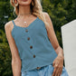 Buttoned V-Neck Spaghetti Strap Cami