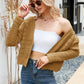 Open Front Cuffed Cropped Cardigan