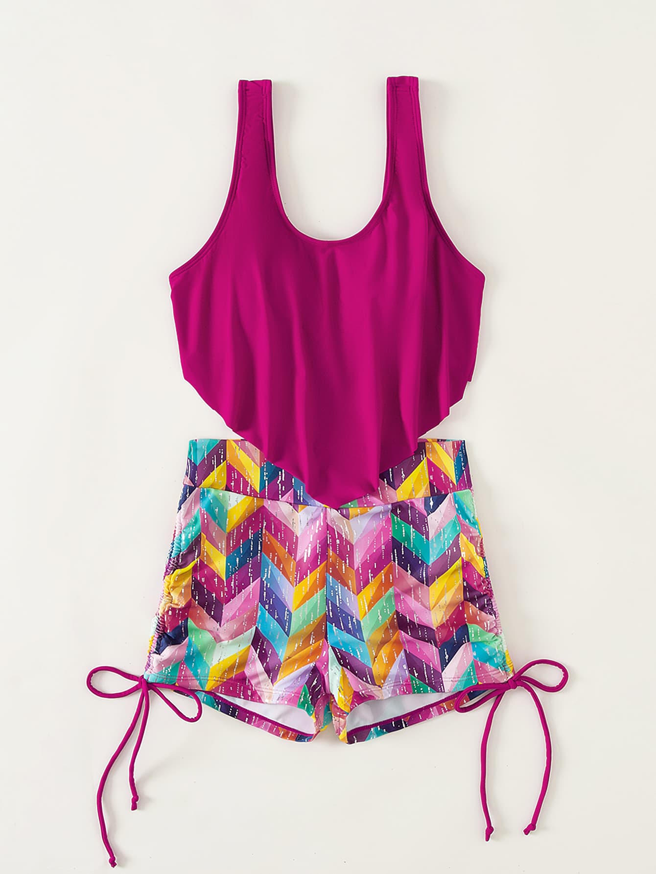 Two-Tone Tied Two-Piece Swimsuit