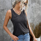 V-Neck Curved Hem Pocket Tank