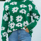 Floral Ribbed Trim Knit Sweater