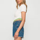 Contrast Trim Pointed Hem Ribbed Crop Top