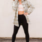 Plaid Curved Hem Dropped Shoulder Longline Shirt Jacket