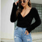 Fuzzy Surplice Cropped Sweater