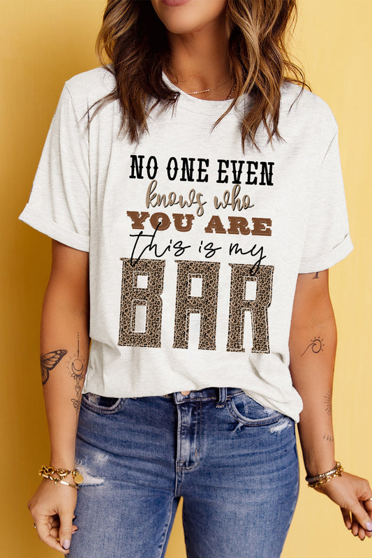 Letter Graphic Cuffed Sleeve Round Neck T-Shirt
