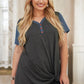 Plus Size Contrast Twisted Henley Tee