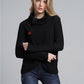 Button Detail Tulip Hem Waffle Knit Sweater