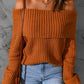 Ribbed Knit Fold-Over Sweater