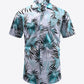 Botanical Print Button-Front Short Sleeve Pocket Shirt