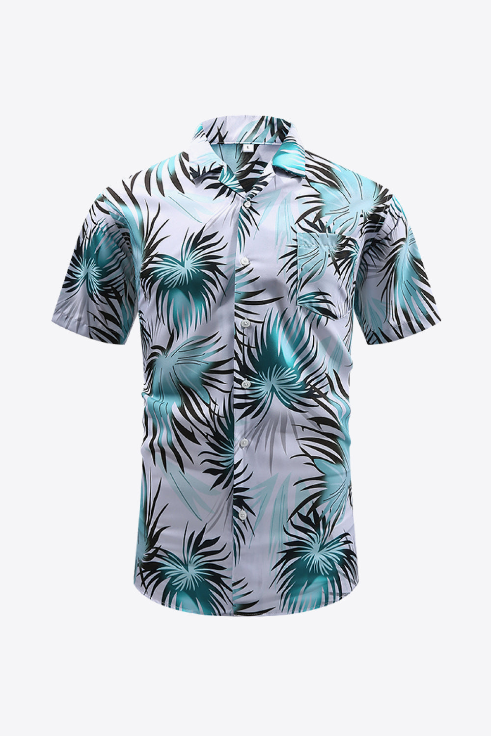 Botanical Print Button-Front Short Sleeve Pocket Shirt