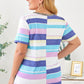 Plus Size Leopard Striped V-Neck Tee
