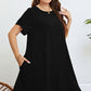 Plus Size Round Neck Handkerchief Hem Dress
