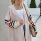 Multicolored Stripe Open Front Longline Cardigan