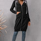 Leopard Spliced Drawstring Zip Up Hoodie Dress