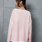 Contrast Detail Dropped Shoulder Knit Pullover