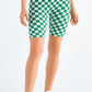 Checkered Wide Waistband Biker Shorts