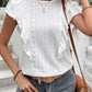 Eyelet Butterfly Sleeve Round Neck Blouse