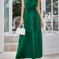 Belted Grecian Neck Tiered Maxi Dress