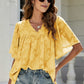 Applique Frill Trim Flutter Sleeve Blouse