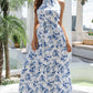 Floral Halter Neck Belted Maxi Dress