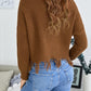 Fringe Hem Rib-Knit Sweater