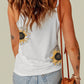 Sunflower Print Lace Trim Plunge Cami