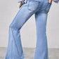 Girls Distressed Frayed Trim Flare Jeans