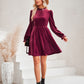 Long Flounce Sleeve A-Line Dress