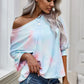Tie-Dye Boat Neck Batwing Sleeve Tee