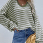 Striped Drop Shoulder V-Neck Pullover Sweater