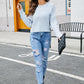 Cable-Knit Drop Shoulder Round Neck Sweater