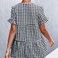 Gingham Flare Sleeve Babydoll Top