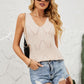 Openwork V-Neck Knit Top