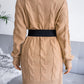 Cable-Knit Long Sleeve Ribbed Trim Mini Sweater Dress (Belt Not Included)