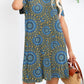 Printed Round Neck Cold-Shoulder Dress
