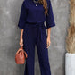 Belted Three-Quarter Sleeve Jumpsuit