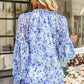 Floral Tie Neck Lantern Sleeve Blouse