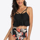 Tropical Print Ruffled Two-Piece Swimsuit