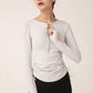 Half-Zip Drawstring Long Sleeve Sports Top