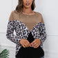 Leopard Patch Color Block Ribbed Top