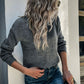 Ribbed Trim Dropped Shoulder Henley Sweater
