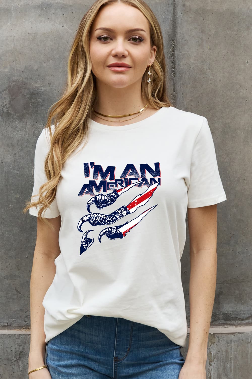 Simply Love Full Size I'M AN AMERICAN Graphic Cotton Tee