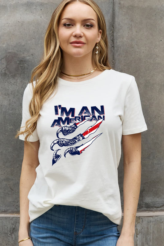 Simply Love Full Size I'M AN AMERICAN Graphic Cotton Tee