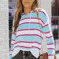 Striped Drawstring Hooded Sweater