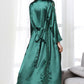 Spliced Lace Tie Waist Satin Robe