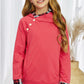 Girls Plaid Decorative Button Hoodie with Pockets