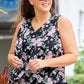 Plus Size Floral Tie Neck Tank